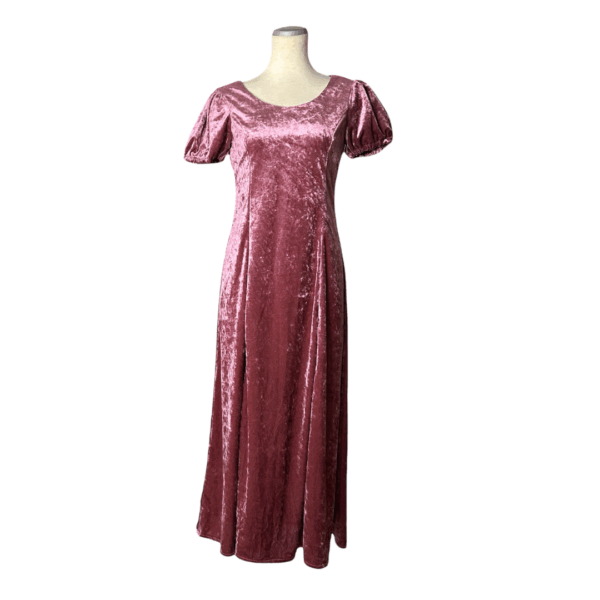 【クラッシュベロア素材】パフスリーブドレス