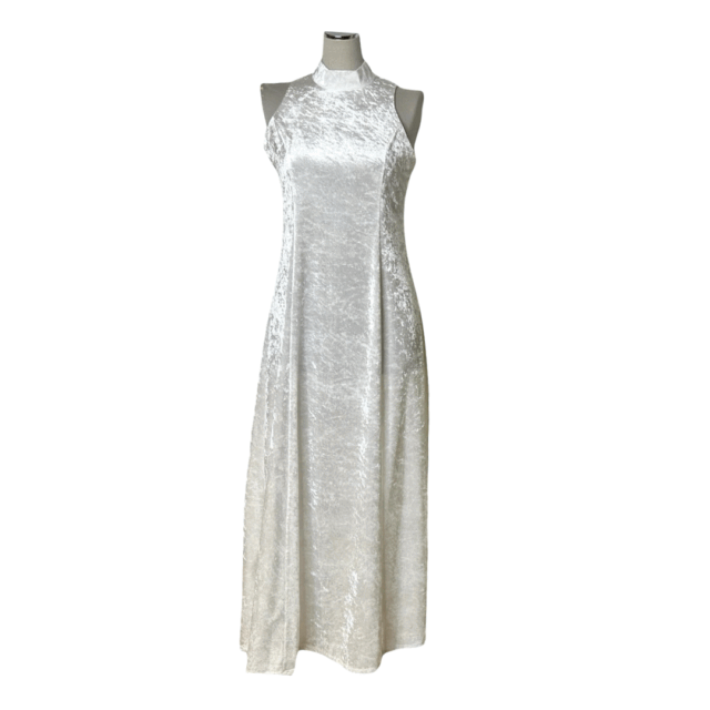 【クラッシュベロア素材】ホルターネックドレス