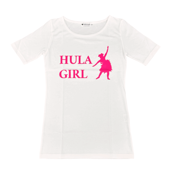 半袖Tシャツ HULA GIRL（シロ×ピンク）