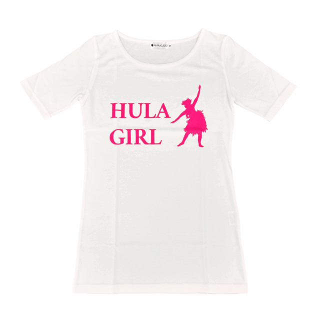 半袖Tシャツ HULA GIRL（シロ×ピンク）