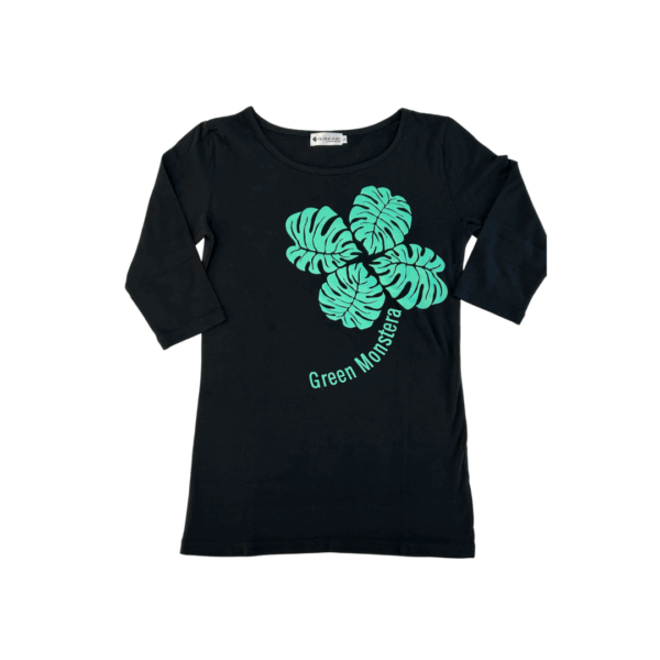 七分袖Tシャツ（monstera×green）