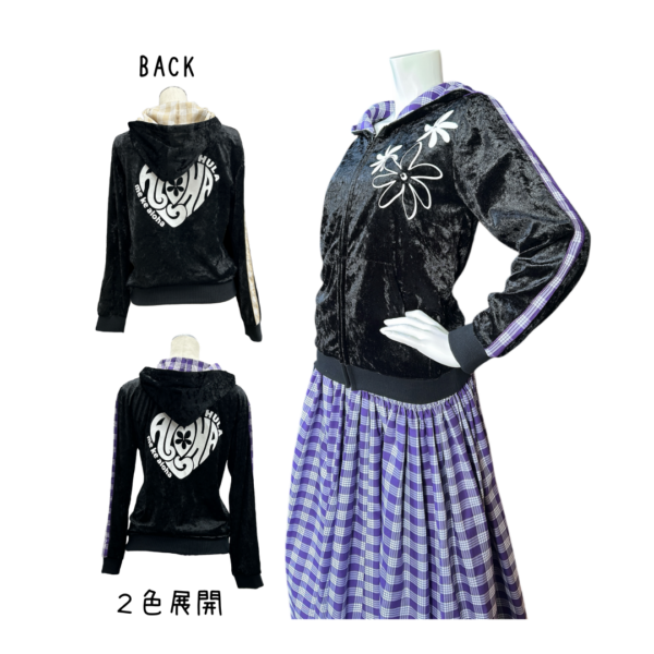 パラカ柄 ベロアパーカー