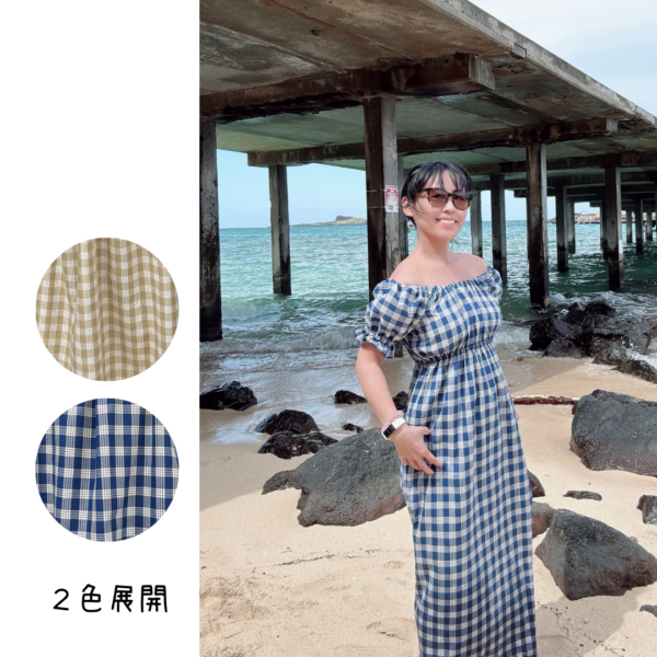 パラカ柄 オフショルダーワンピース