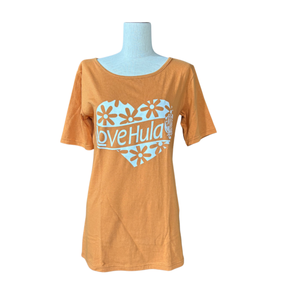 半袖Tシャツ XL-LoveHula（オレンジ＊シロ）