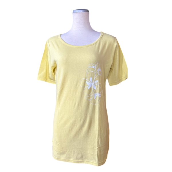 半袖Tシャツ XL-手描き風プルメリア（キイロ）